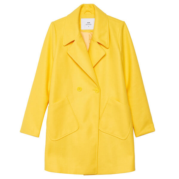 Cropp - Żółty dwurzędowy płaszcz oversize