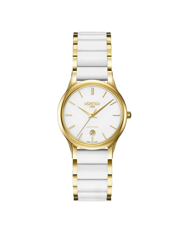 SWISS - Zegarek biało złoty