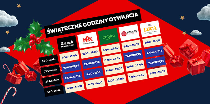 Świąteczny Rozkład Jazdy w Naszym Centrum – godziny otwarcia