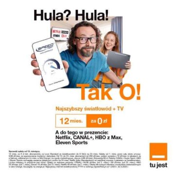 Najszybszy Światłowód + TV 12mies. za 0zł